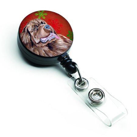 TEACHERS AID Newfoundland Red & Green Snowflakes Holiday Christmas Retractable Badge Reel TE231735